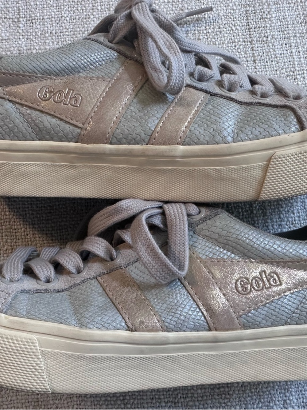 Anthropologie GOLA Orchid II Lizard Sneakers Feather Gray Gold Athleisure Wmn 6 - Picture 6 of 16